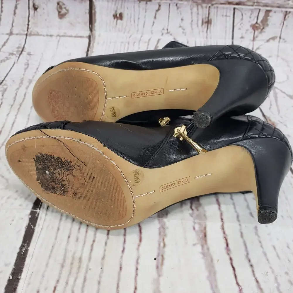 Vince Camuto Valentina Women's Black Leather Ankle Boots Size 6M